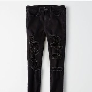 Black Distressed American Eagle Jeans